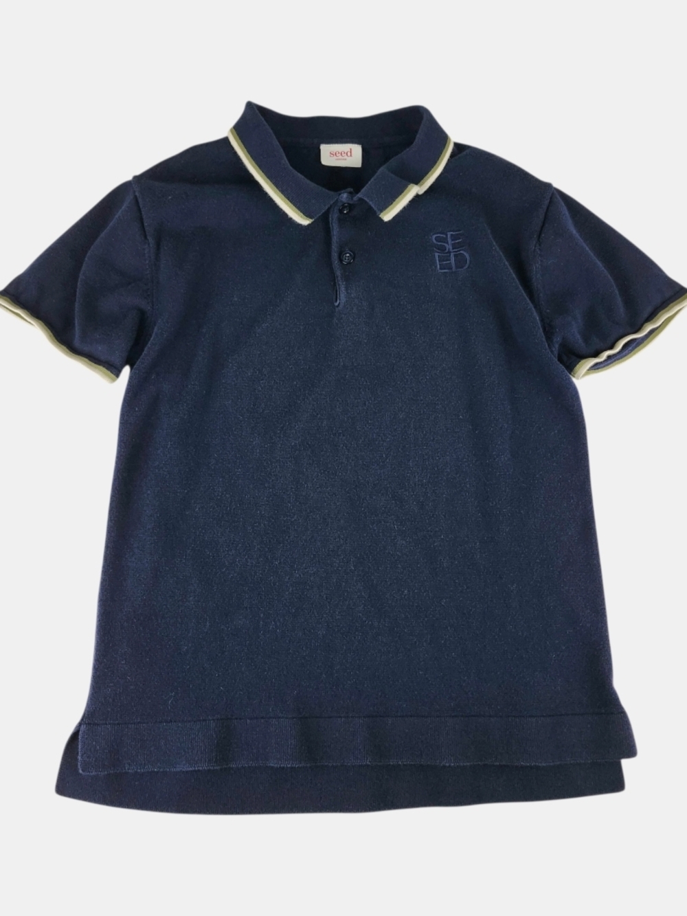 Seed Heritage Navy Polo with Cream and Yellow Trim